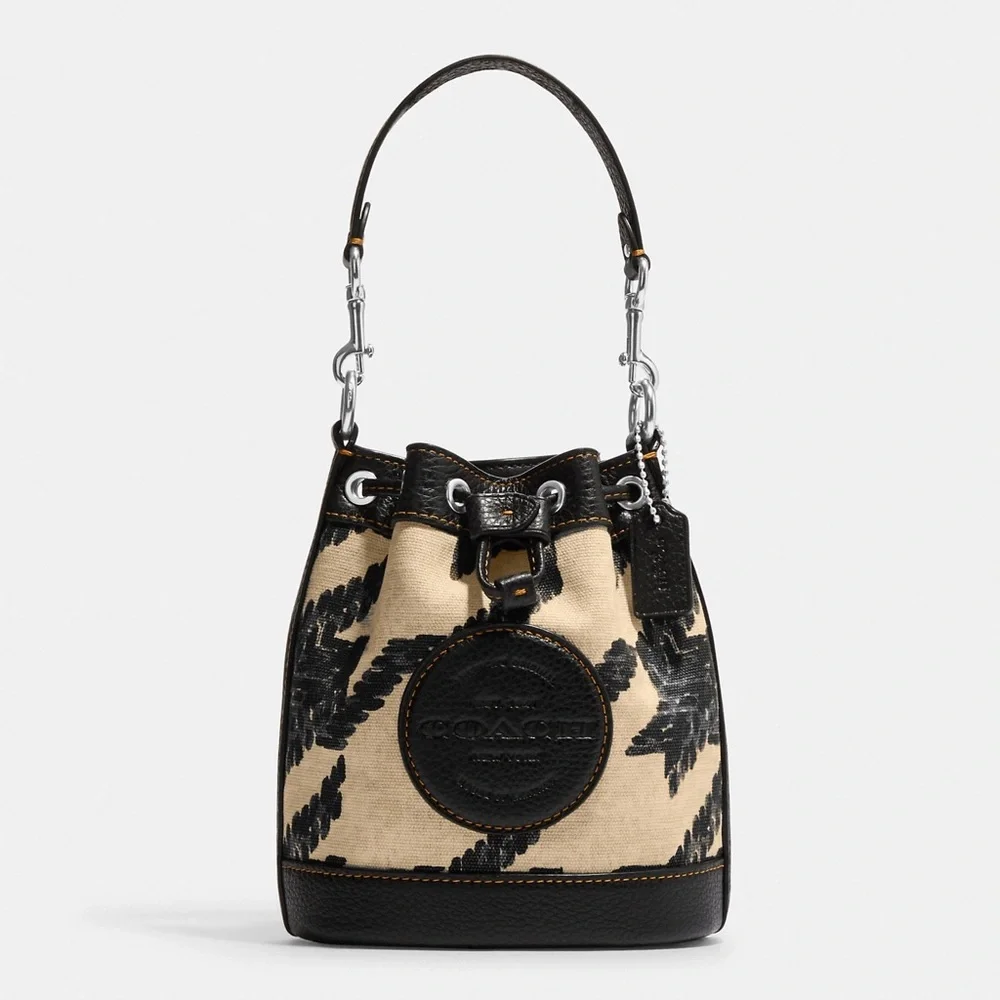 NWT COACH Mini‎ Dempsey Bucket Bag With Houndstooth Print And Patch
